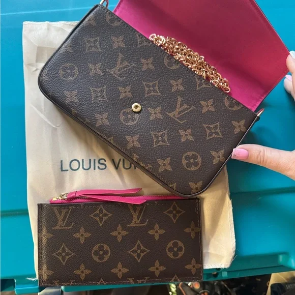 Louis Vuitton Brown and Pink Monogram Clutch - Picture 1 of 3
